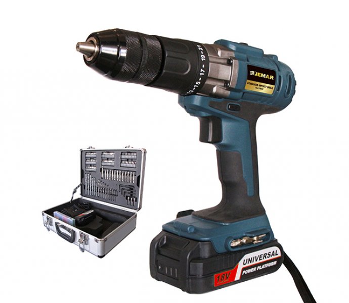 XLD-1860K 18V 13mm Cordless Driver Drill + Impact with 160pcs Accessory Kit